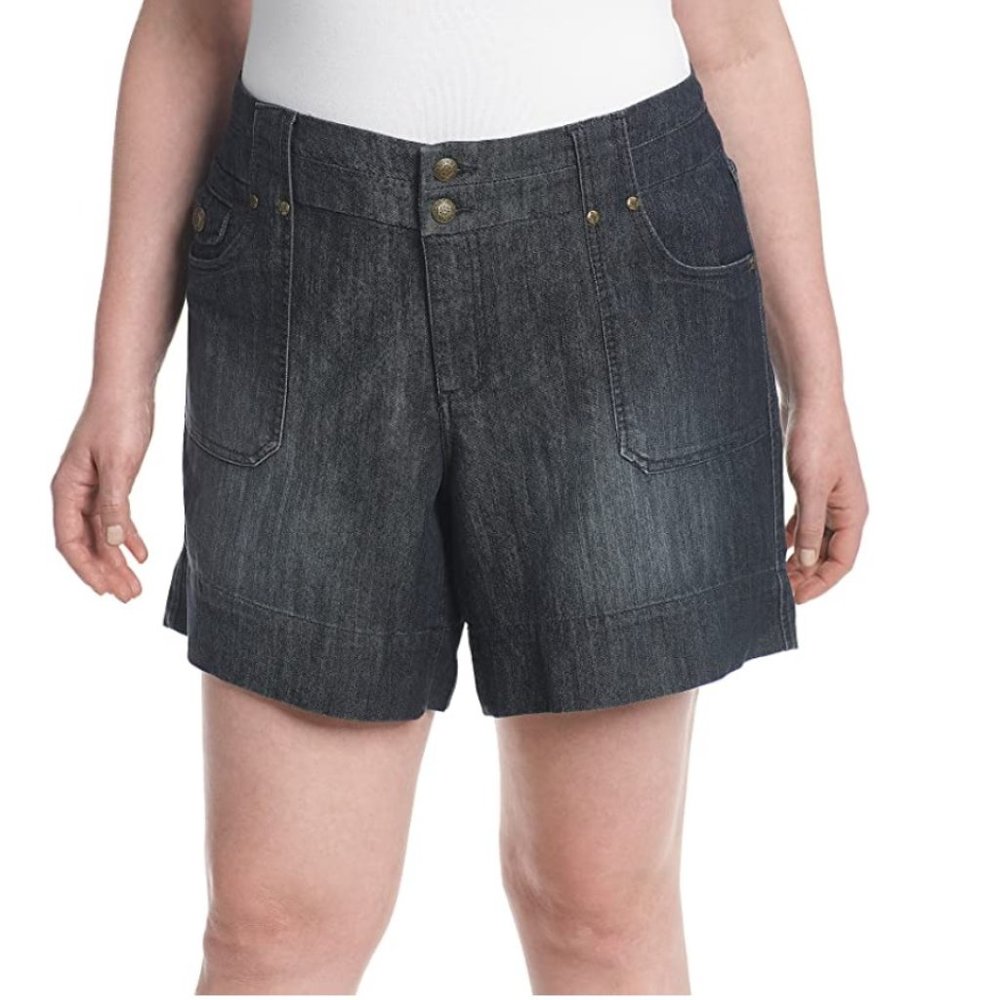 Womens One 5 One Plus Size Denim Shorts Riviera Size 20 Lamb Chop Pockets NWT